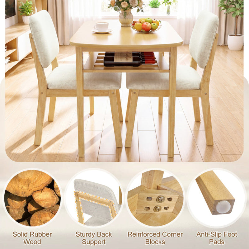 3-Piece Dining Table Set for 2 with Upholstered Chairs