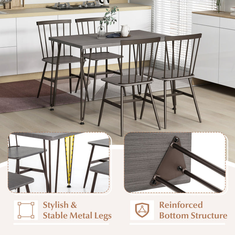 5-Piece Dining Table Set for 4 with 360° Swivel Feet for Small Place
