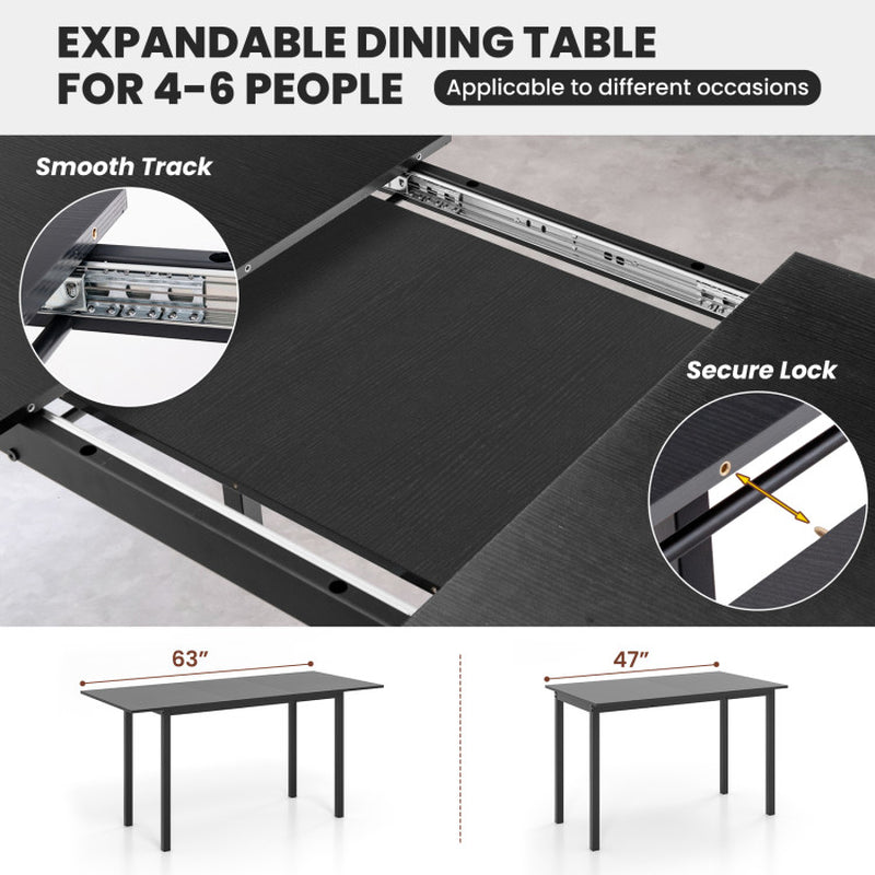 3 Piece Dining Table Set for 4-6 with 2 Benches