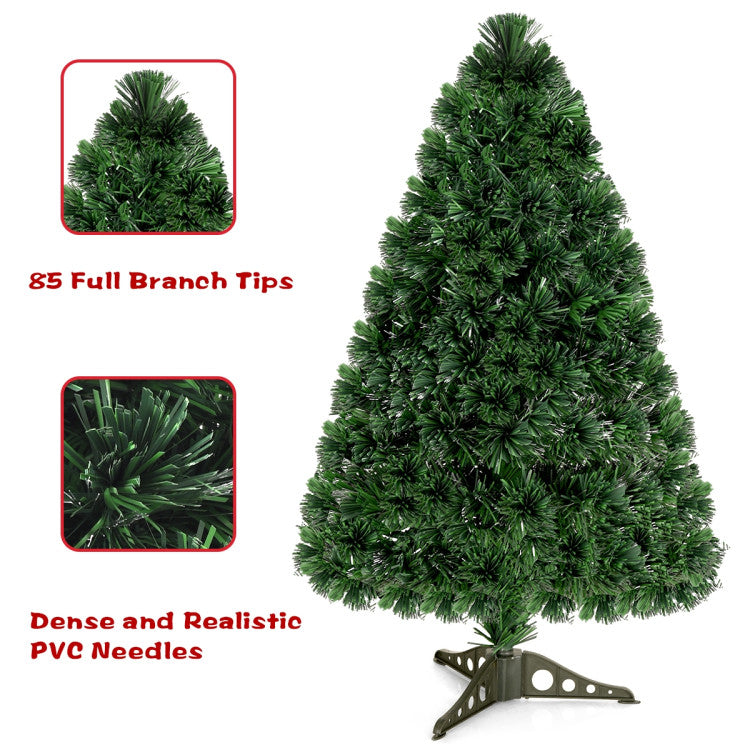 3/4/5 Feet Artificial Pre-Lit Fiber Optic PVC Christmas Tree