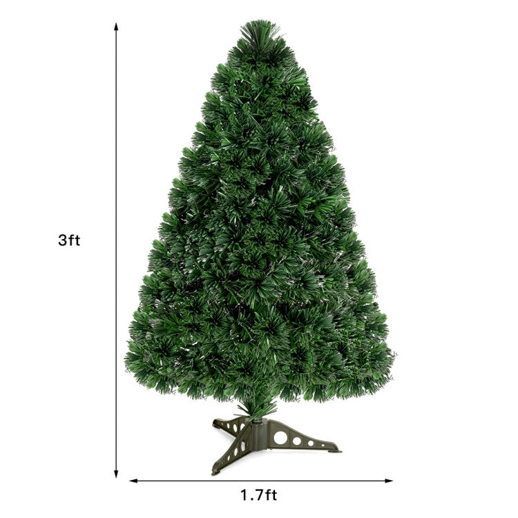 3/4/5 Feet Artificial Pre-Lit Fiber Optic PVC Christmas Tree