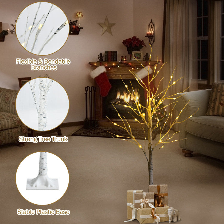 Pre-lit White Twig Birch Tree for Christmas Holiday with LED Lights