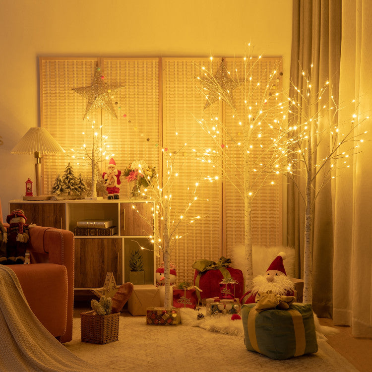 Pre-lit White Twig Birch Tree for Christmas Holiday with LED Lights