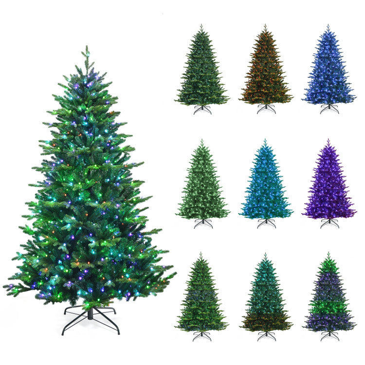 Pre-lit Artificial Hinged Christmas Tree with APP Controlled LED Lights