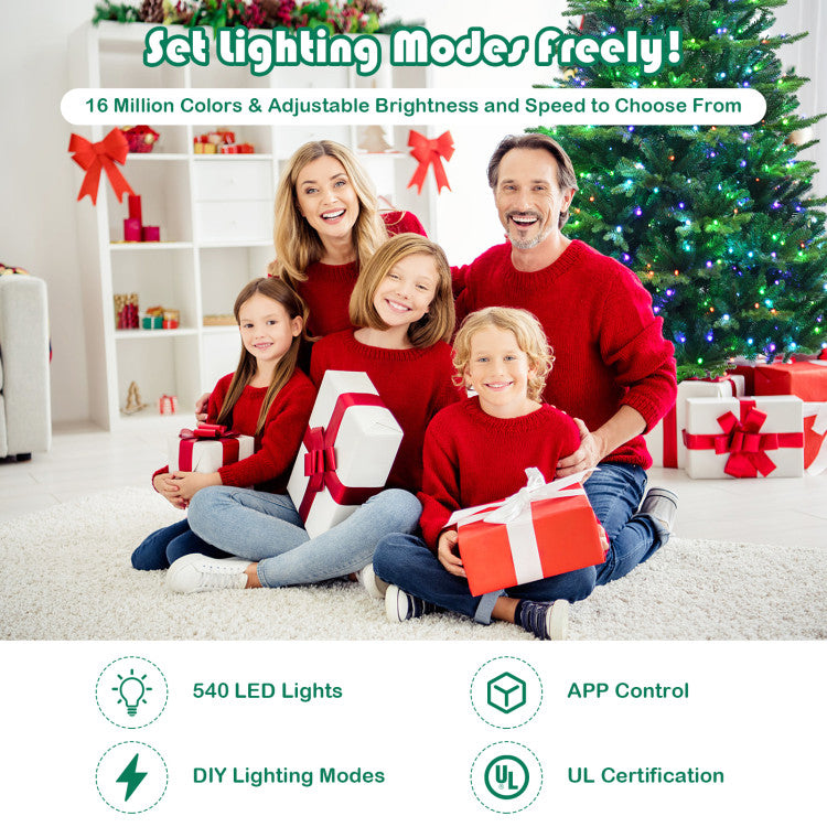Pre-lit Artificial Hinged Christmas Tree with APP Controlled LED Lights