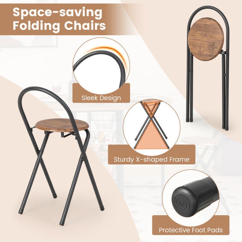 3 Pieces Folding Dining Table and Chair Set
