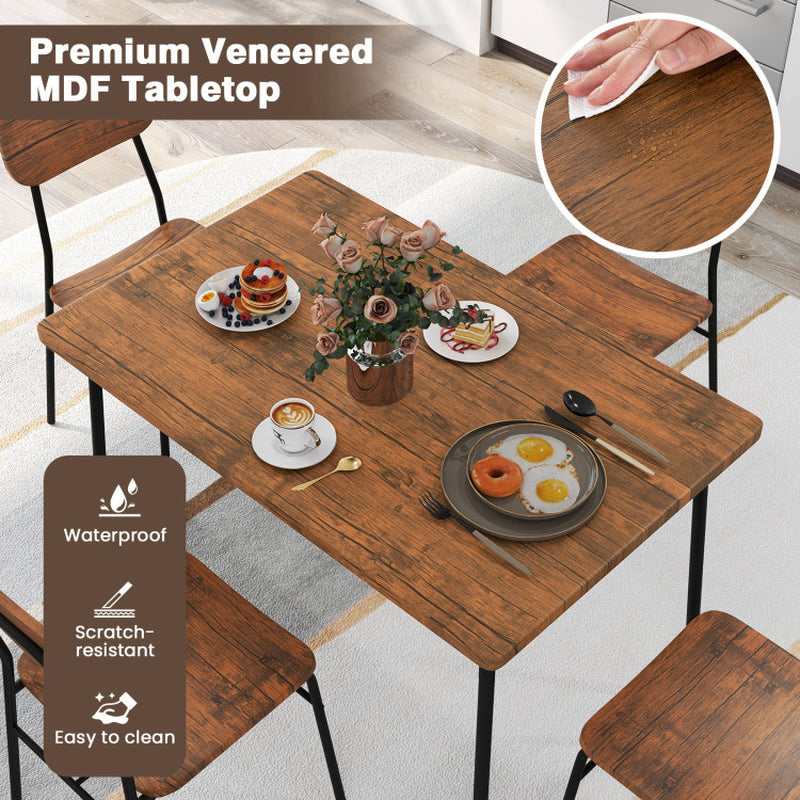 5-Piece Table Set for 4 with Metal Frame and Storage Rack
