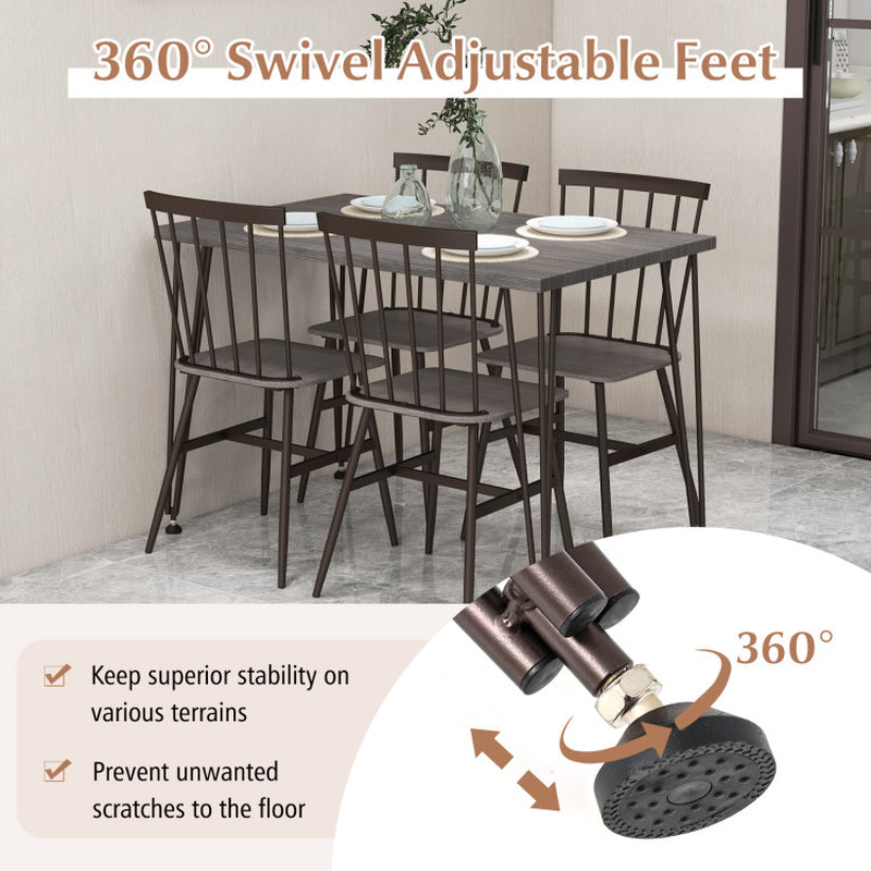 5-Piece Dining Table Set for 4 with 360° Swivel Feet for Small Place