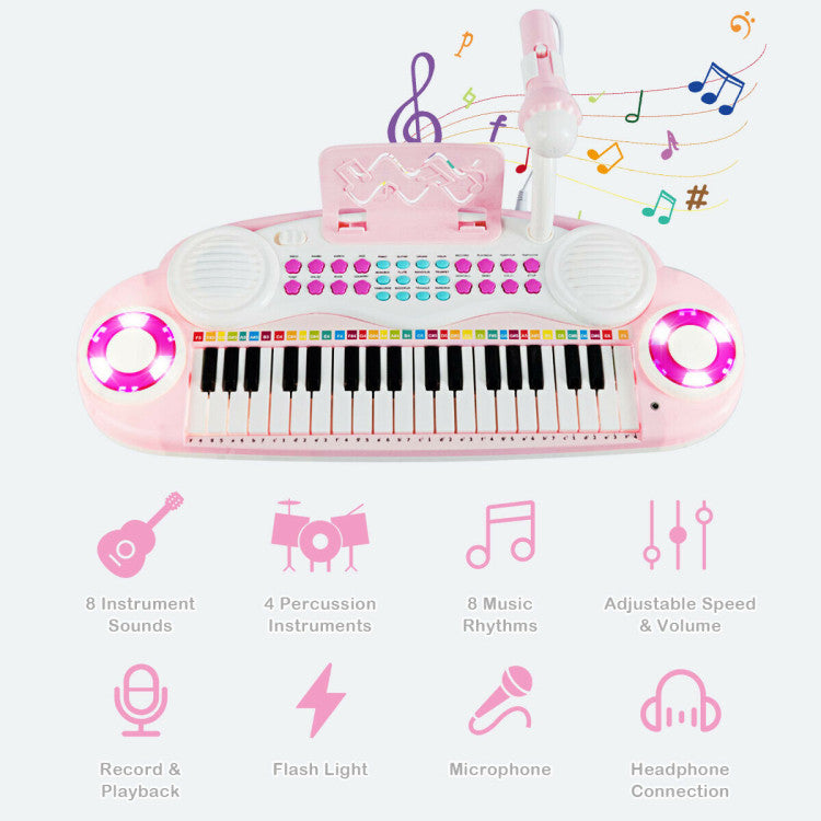 Multifunctional 37 Electric Keyboard Piano with Microphone