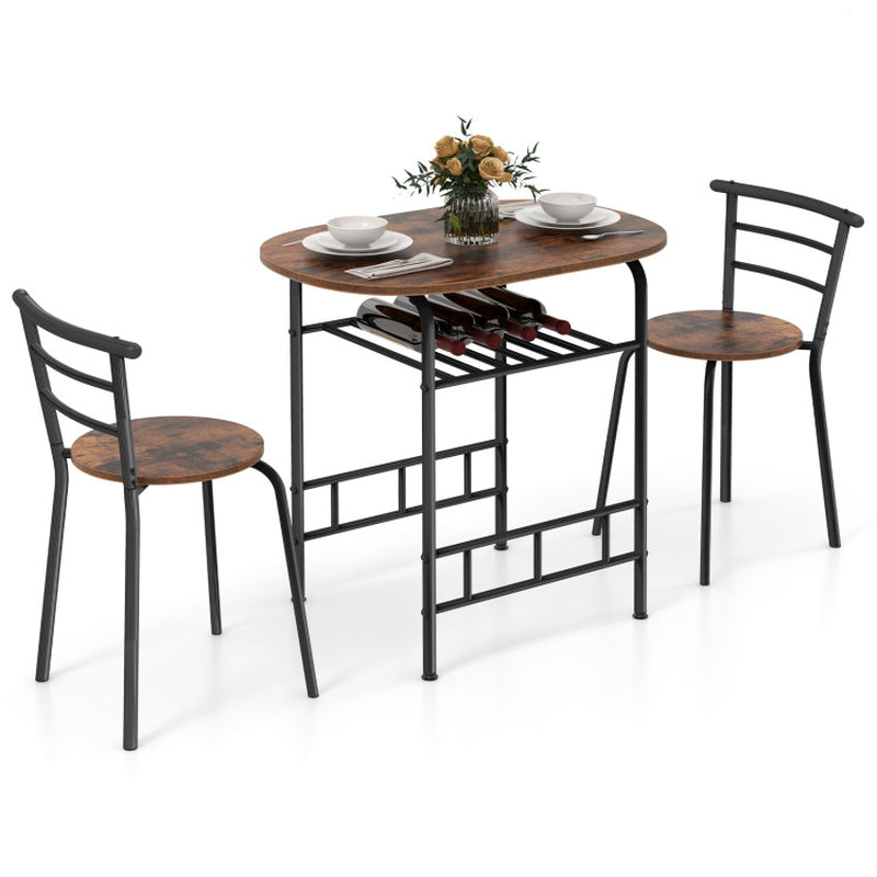 3-Piece Space-Saving Bistro Set for Kitchen and Apartment
