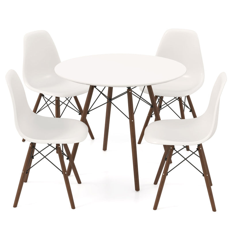 5 Pieces Dining Table Set with Solid Wood Leg
