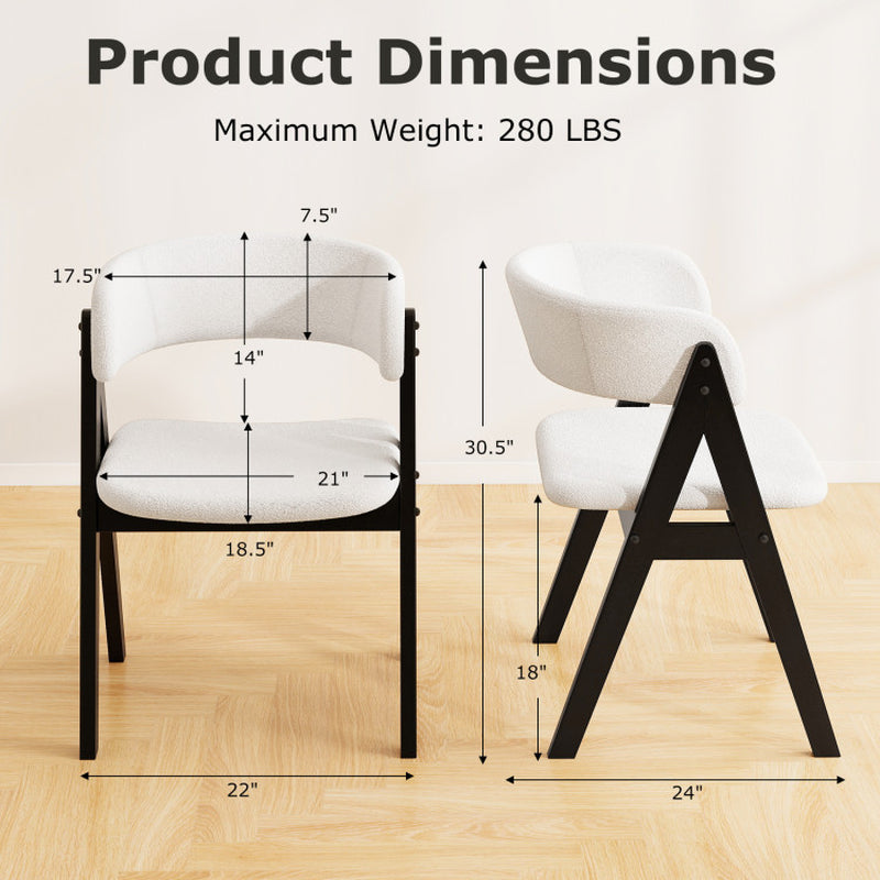 3-Piece Mid-Century Dining Set with 36” round Pedestal Table and 2 Sherpa Upholstered Chairs