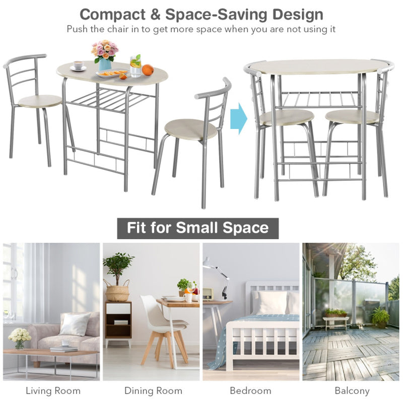 3-Piece Space-Saving Bistro Set for Kitchen and Apartment