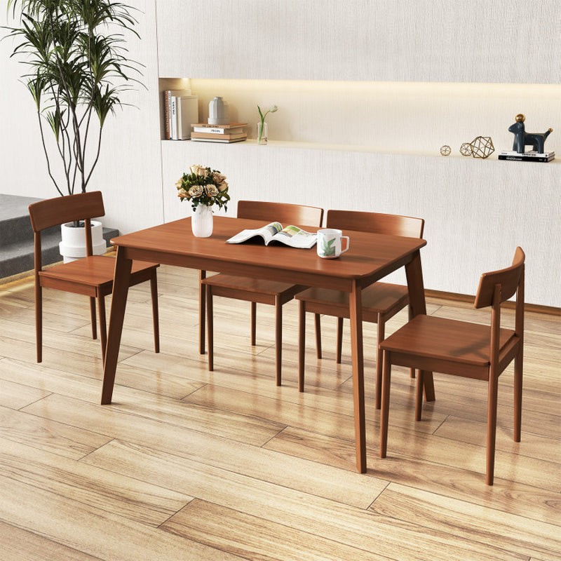 5 Piece Wood Dining Table Set with Rubber Wood Frame and 4 Chairs