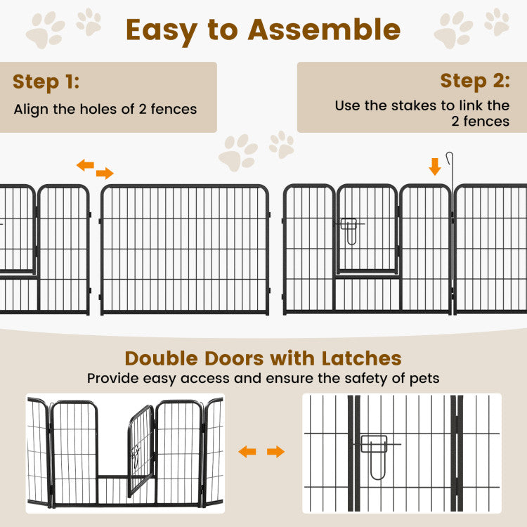 16 Panel 24/32/40 Inches Height Dog Playpen with Lock and Large Door