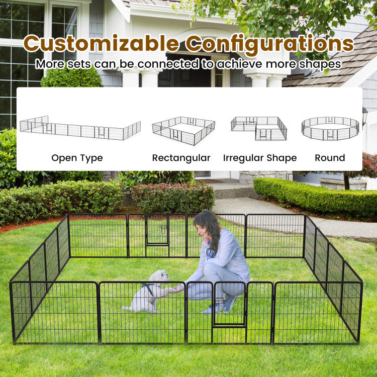 16 Panel 24/32/40 Inches Height Dog Playpen with Lock and Large Door