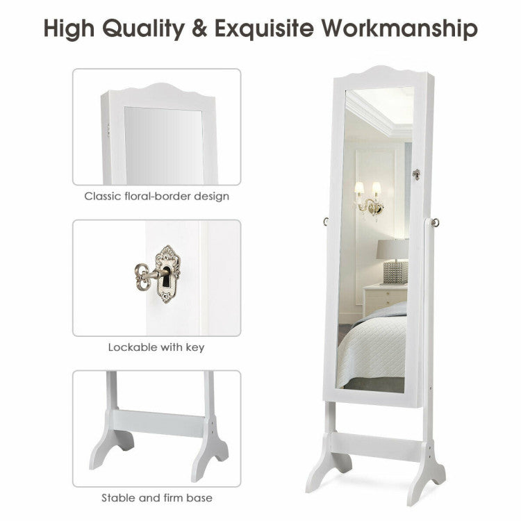 14 LED Jewelry Armoire Cabinet with Full Length Mirror and 4 Tilting Angles