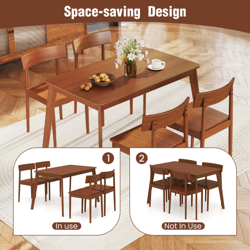 5 Piece Wood Dining Table Set with Rubber Wood Frame and 4 Chairs