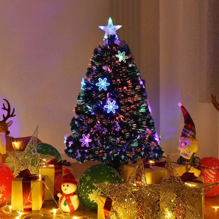 3/4/5/6 Feet LED Optic Artificial Christmas Tree with Snowflakes