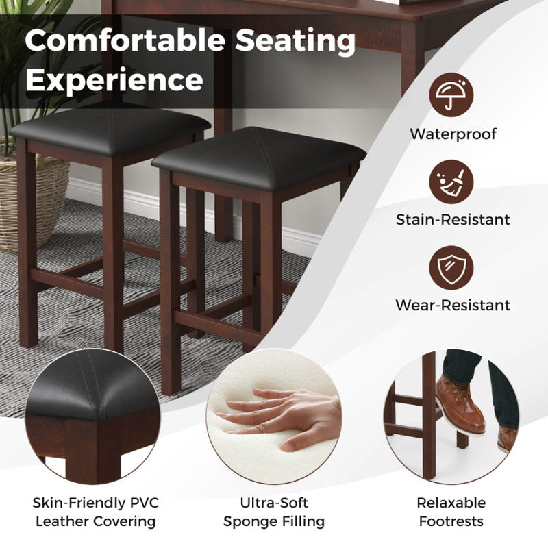 Counter-Height Dining Table and 2 Linen Fabric Padded Bar Stools
