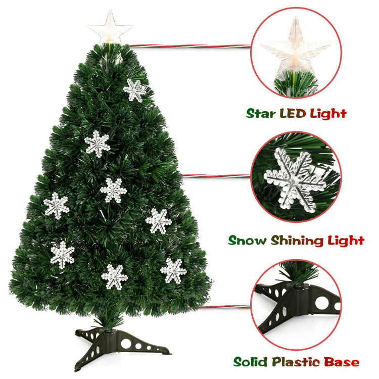 3/4/5/6 Feet LED Optic Artificial Christmas Tree with Snowflakes