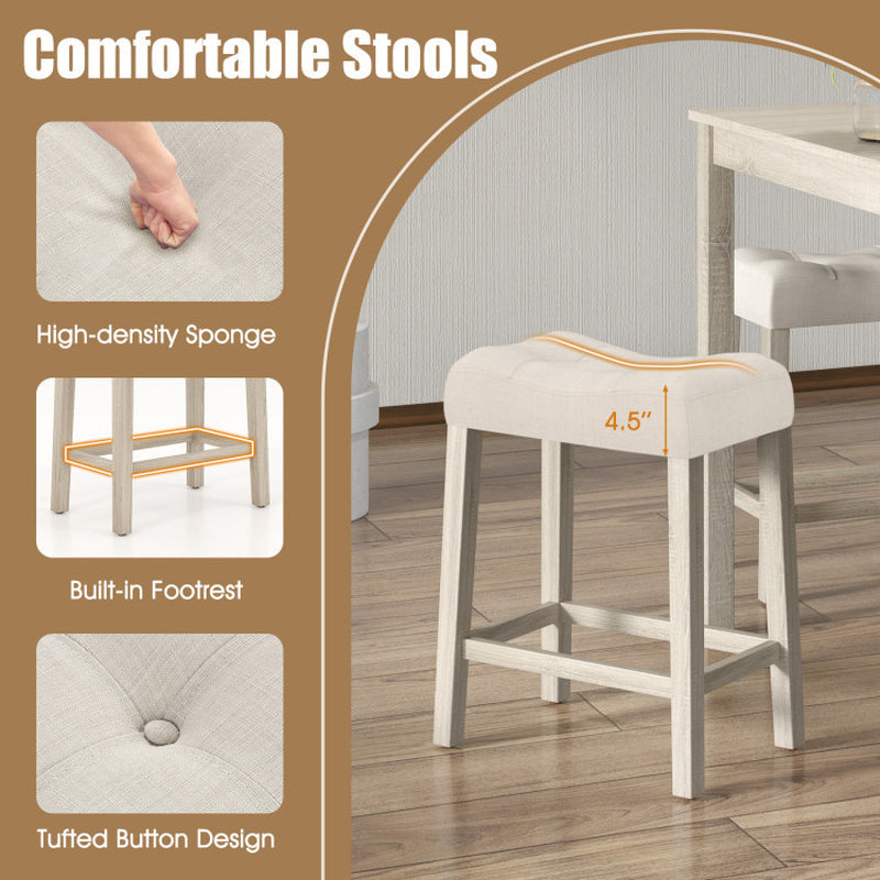 5 Pieces Bar Table Set with Square Table and 4 Padded Stools
