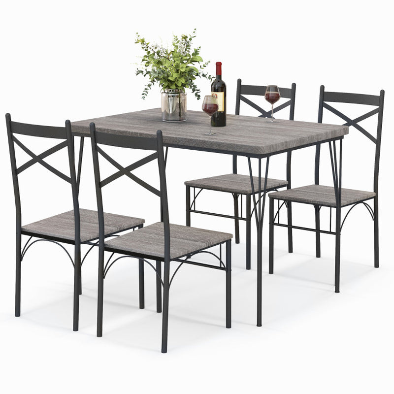 5 Pieces Dining Table Set with Metal Frame for Kitchen Dining Room
