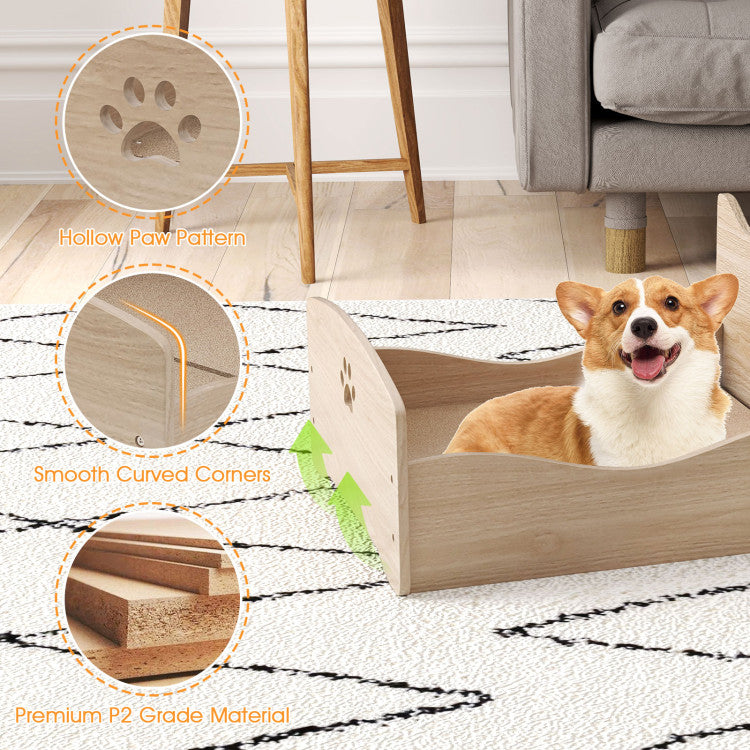 Elevated Pet Bed Frame with Rails and Cute Headboards