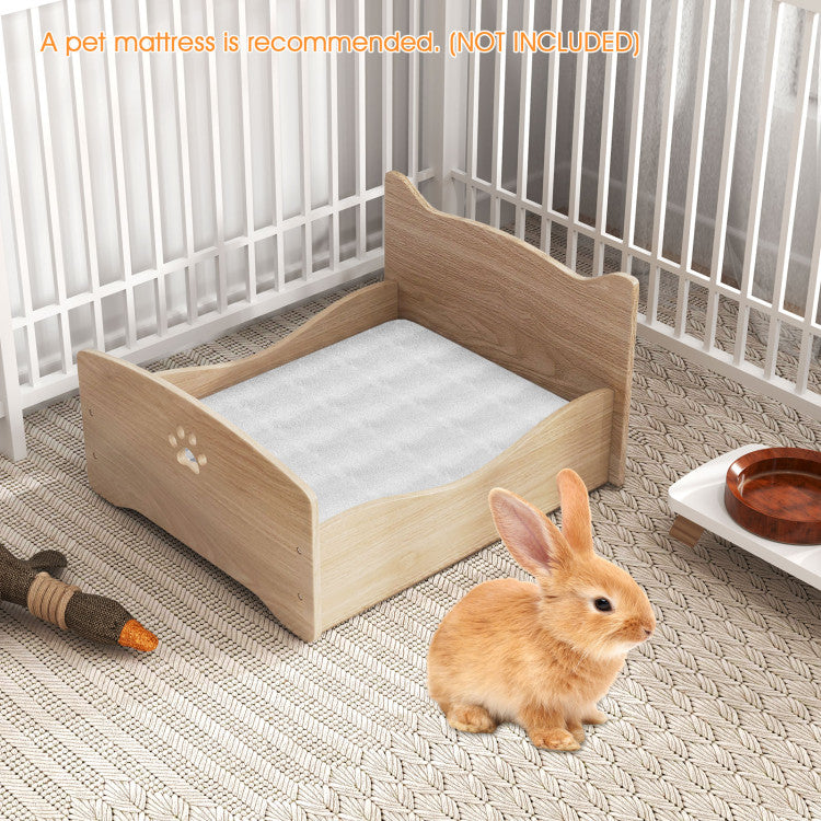 Elevated Pet Bed Frame with Rails and Cute Headboards