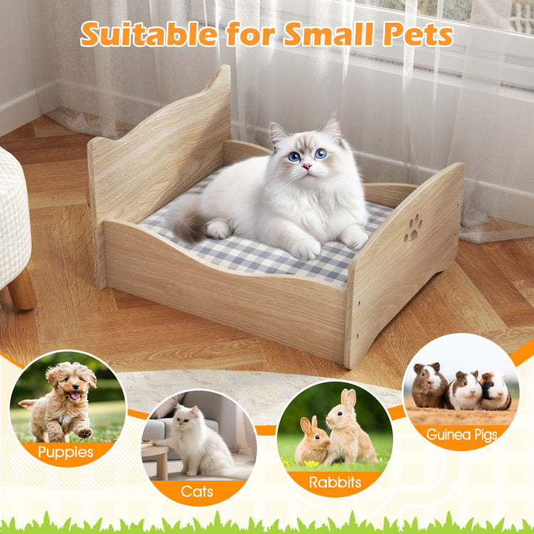 Elevated Pet Bed Frame with Rails and Cute Headboards