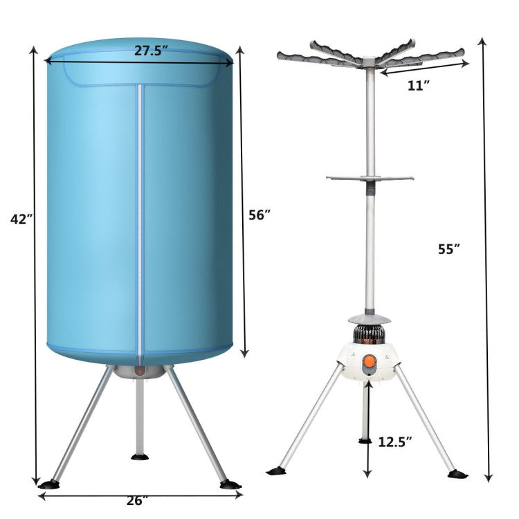 Portable Ventless Laundry Clothes Dryer Folding Drying Machine Heater