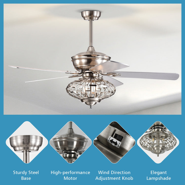 52 Inches Ceiling Fan with Wooden Blades and Remote Control