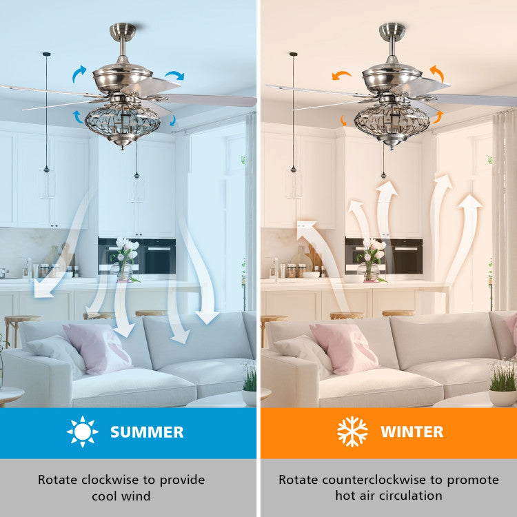 52 Inches Ceiling Fan with Wooden Blades and Remote Control