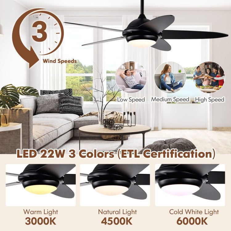 52 Inch Ceiling Fan with Lights and 3 Wind Speeds