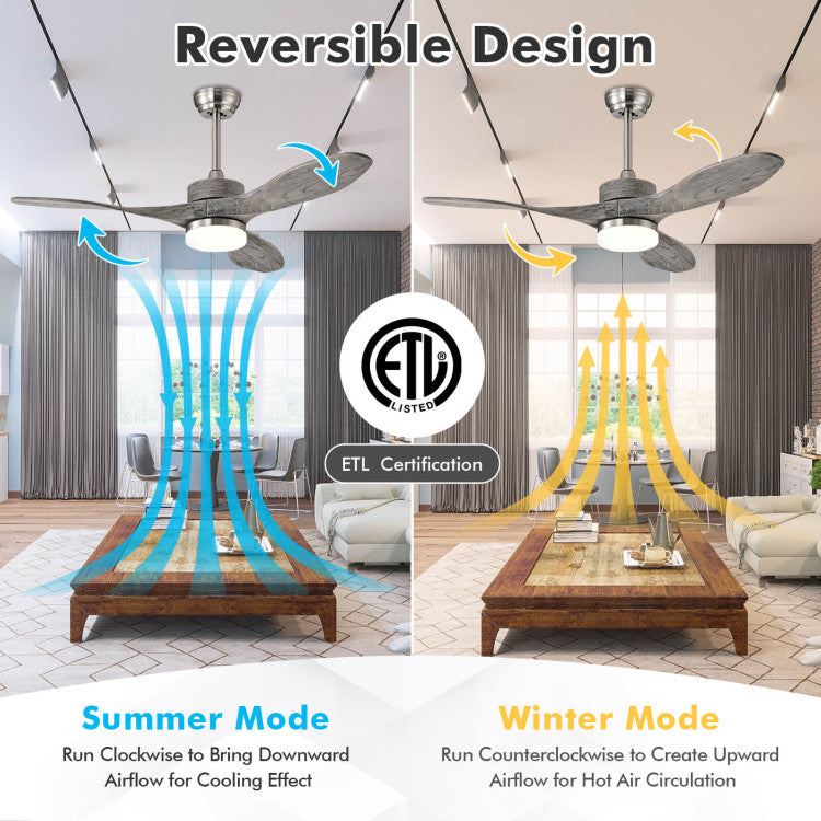 48 Inch Wood Ceiling Fan Indoor with LED Lights and 6 Speed Levels