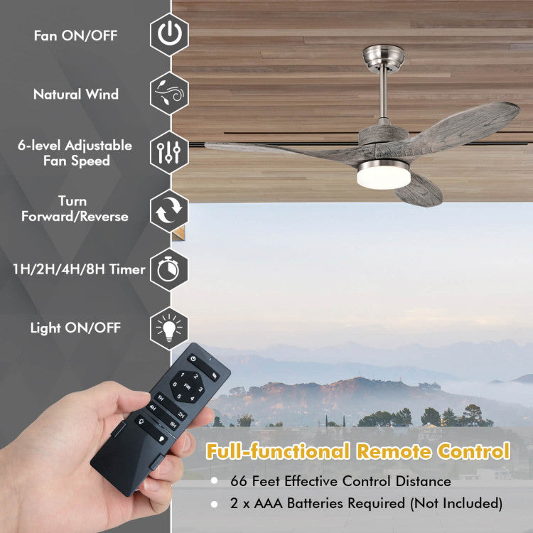 48 Inch Wood Ceiling Fan Indoor with LED Lights and 6 Speed Levels