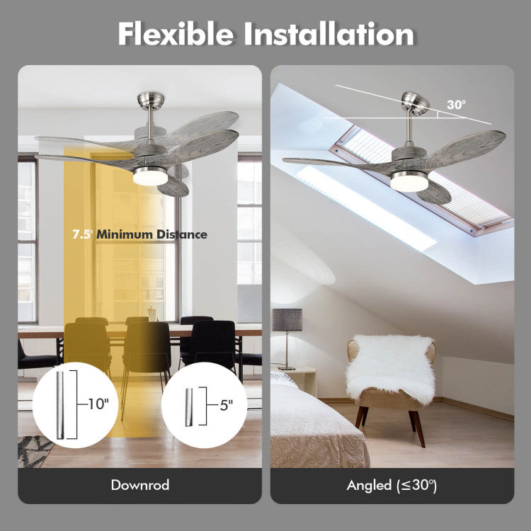48 Inch Wood Ceiling Fan Indoor with LED Lights and 6 Speed Levels