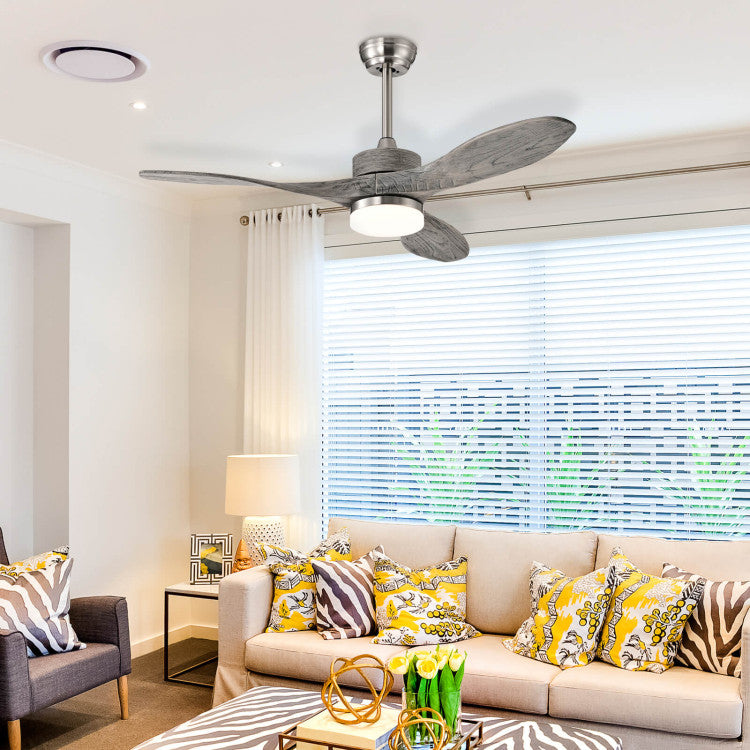48 Inch Wood Ceiling Fan Indoor with LED Lights and 6 Speed Levels