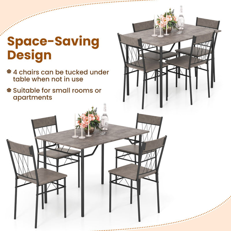 5-Piece Dining Table Set for 4 with Kitchen Table and 4 Dining Chairs