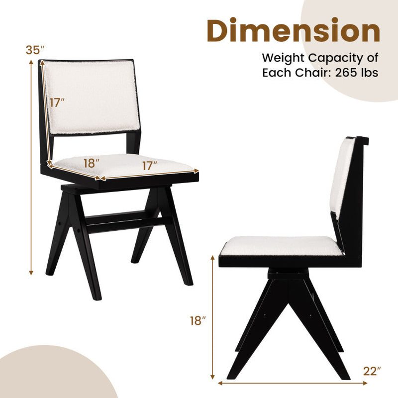 3-Piece Mid-Century Dining Set with 36” round Pedestal Table and 2 Swivel Sherpa Upholstered Chairs