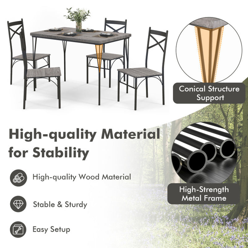5 Pieces Dining Table Set with Metal Frame for Kitchen Dining Room