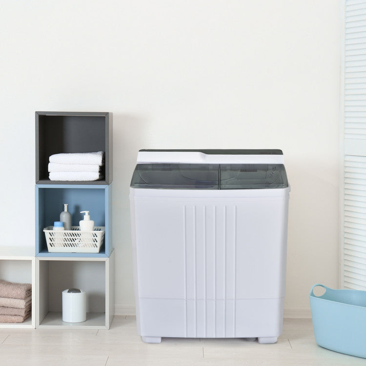 Twin Tub Portable Washing Machine with Timer Control and Drain Pump for Apartment