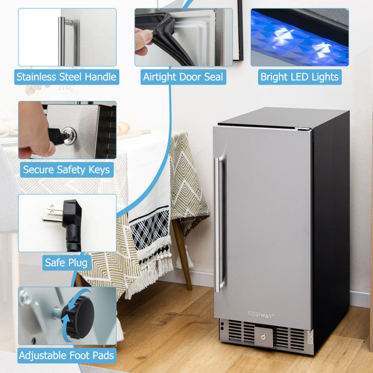 Compact Refrigerator with Adjustable Thermostat and Stainless Steel Door
