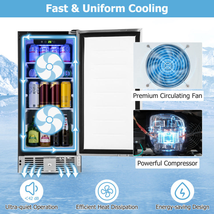 Compact Refrigerator with Adjustable Thermostat and Stainless Steel Door