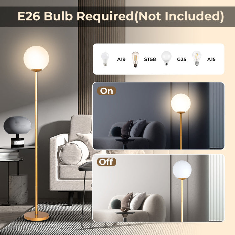 Glass Globe LED Floor Lamp with Glass Lampshade