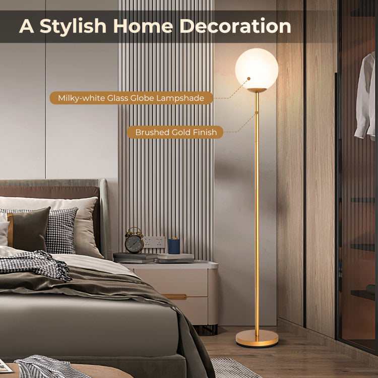 Glass Globe LED Floor Lamp with Glass Lampshade