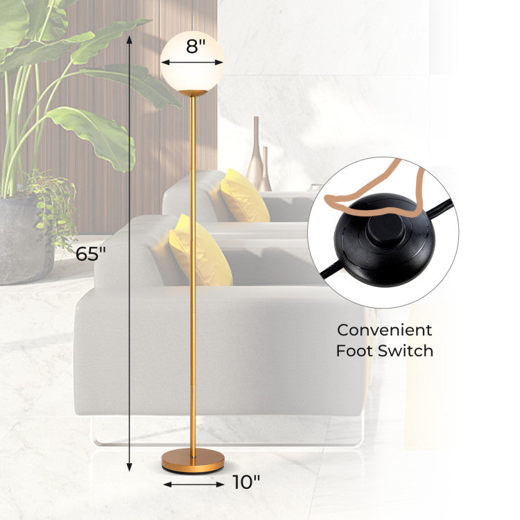 Glass Globe LED Floor Lamp with Glass Lampshade