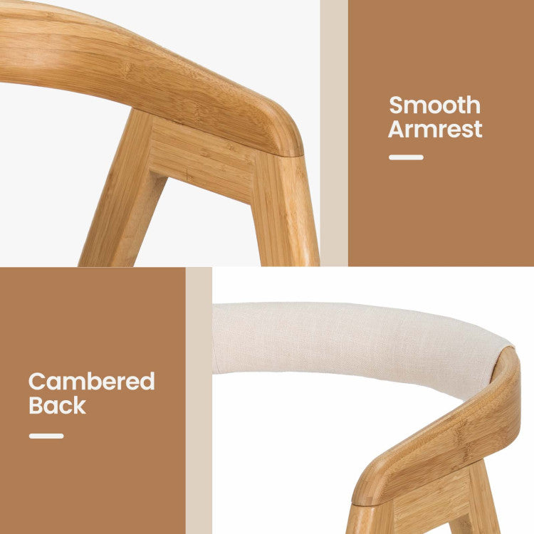 Bamboo Upholstered Dining Chair with Curved Back