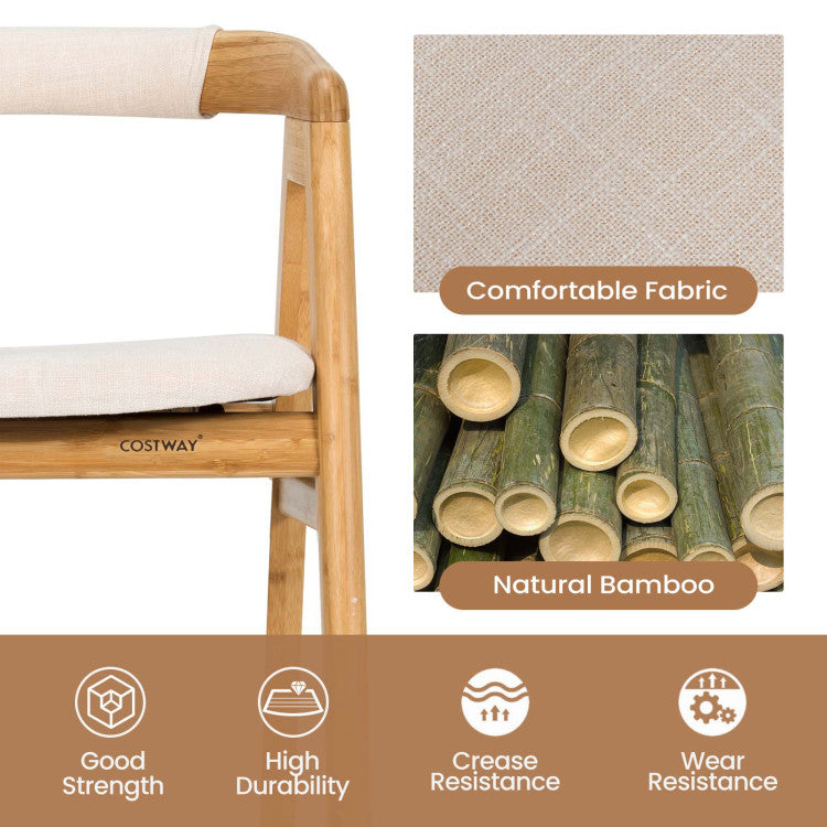Bamboo Upholstered Dining Chair with Curved Back
