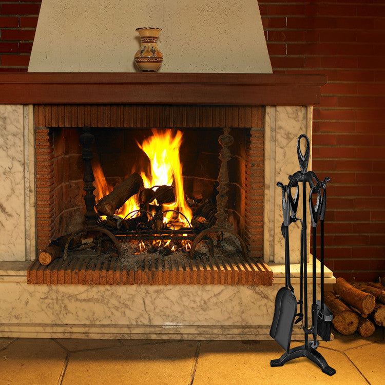 5 Pieces Stylish Iron Fireplace Tools Set
